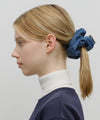 Marithé François Girbaud Classic Logo Denim Pattern Hair Scrunchie Blue