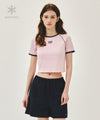 Marithé François Girbaud W AEROCOOL SMALL CLASSIC LOGO RINGER SLIM CROP TEE ivory