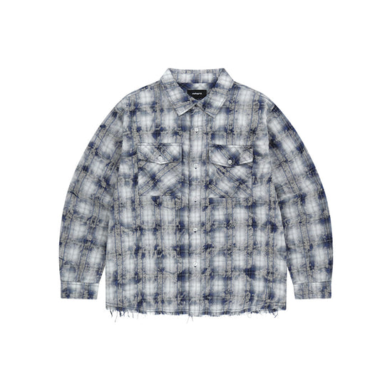 Mahagrid Bleached Raw-Cut Check Shirt