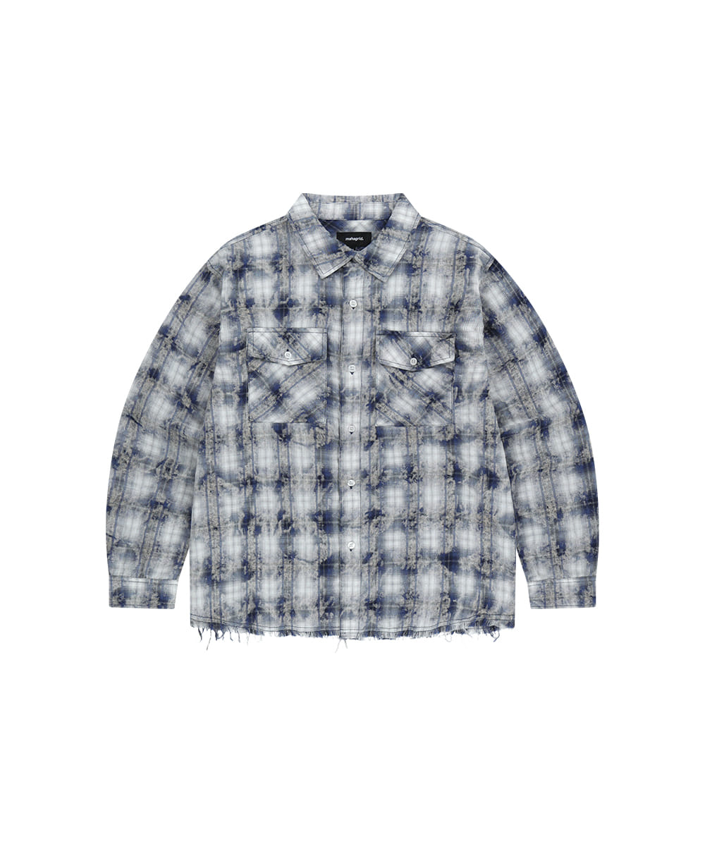 Mahagrid Bleached Raw-Cut Check Shirt