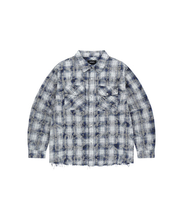 Mahagrid Bleached Raw-Cut Check Shirt