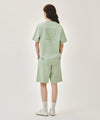 Marithé François Girbaud OUTLINE CLASSIC LOGO DYEING BERMUDA SWEAT SHORTS mint