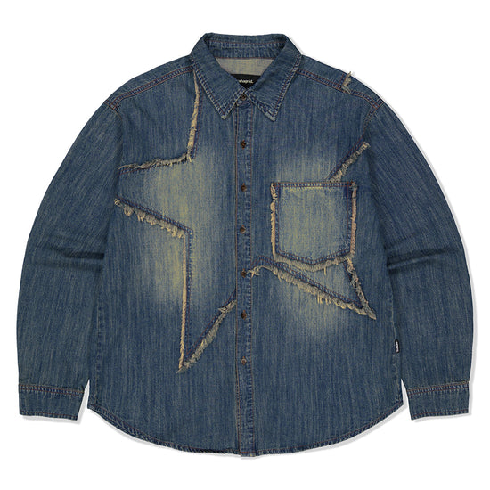 Mahagrid Star Raw Cut Denim Shirt