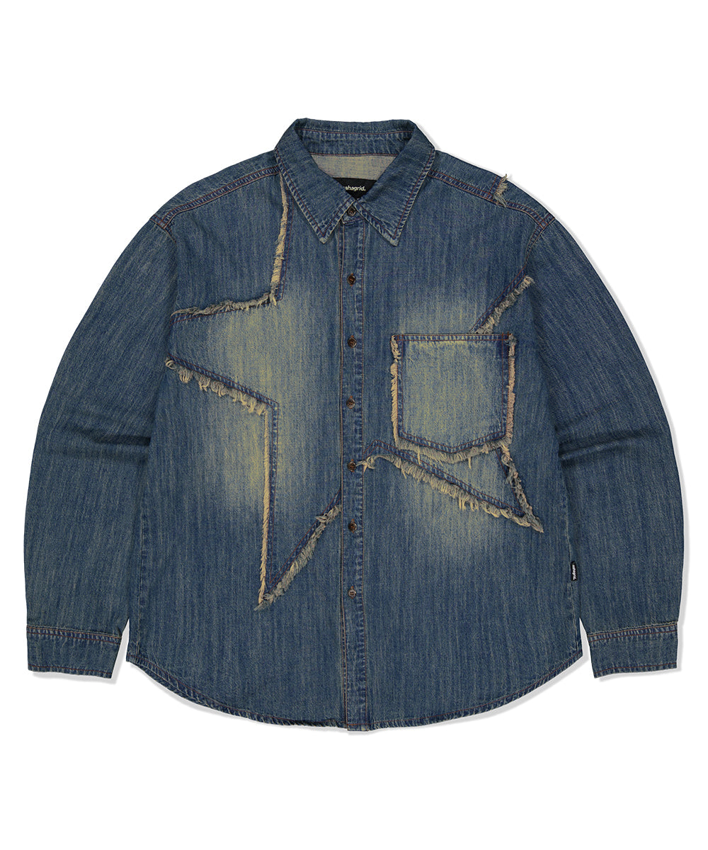 Mahagrid Star Raw Cut Denim Shirt
