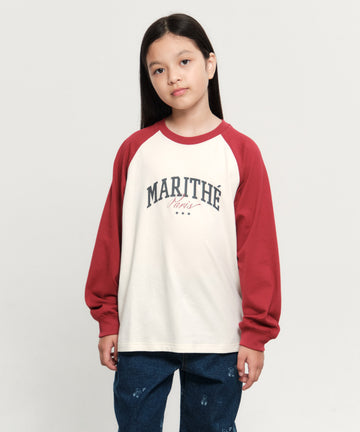 Marithé François Girbaud Kids Color Block Raglan Long Sleeve Red