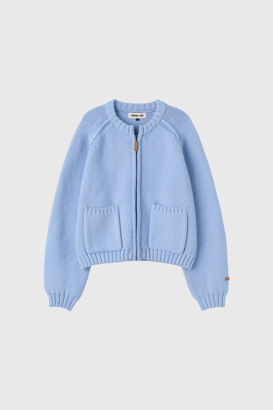 General Idea WOMAN Cotton Blend Raglan Knit Zip-Up