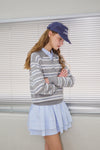 General Idea WOMAN Multi Stripe Loose Collar Knit