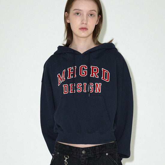 Mahagrid Mahagrid Appliqué Crop Hoodie Navy