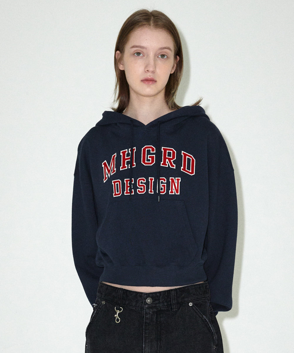 Mahagrid Mahagrid Appliqué Crop Hoodie Navy