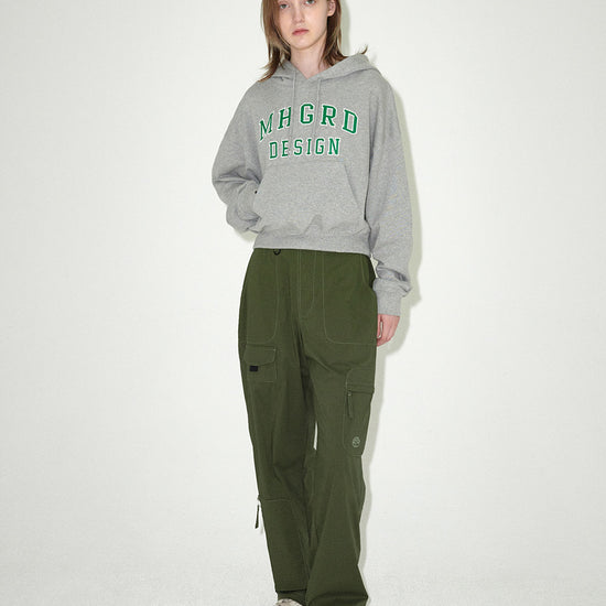 Mahagrid MHGRD APPLIQUE CROP HOODIE [GREY]