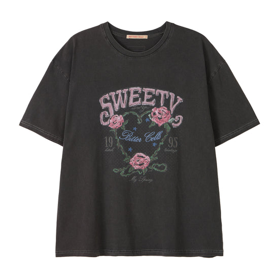 Bitter Cells Rose Petal Tee - Pigment Charcoal