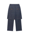 Nice Ghost Club Denim Pleats Panel Layered Skirt Pants