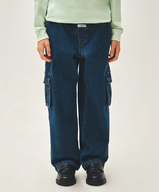 Marithé François Girbaud Kids Straight Cargo Denim Pants