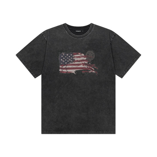 Mahagrid Washed Flag Tee Black