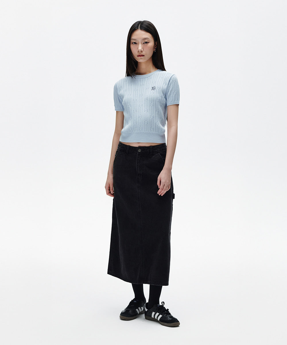 Mahagrid Cable Half Sleeve Knit
