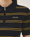Marithé François Girbaud W STRIPE HALF ZIP UP SLIM KNIT