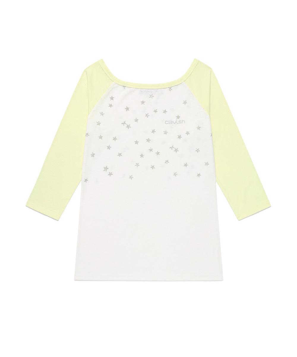 Cavish U Neck Star Raglan Long Sleeve Tee