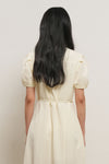 General Idea Woman Stripe V-Neck Puff Long Dress