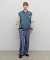 Marithé François Girbaud Classic Logo Embroidery Denim Varsity Jacket Light Blue
