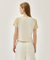 Marithé François Girbaud W SMALL REGULAR LOGO RAGLAN CROP TEE butter