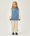 Marithé François Girbaud Kids Detachable Hood Denim Varsity Jacket Blue
