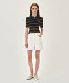 Marithé François Girbaud W STRIPE HALF ZIP UP SLIM KNIT