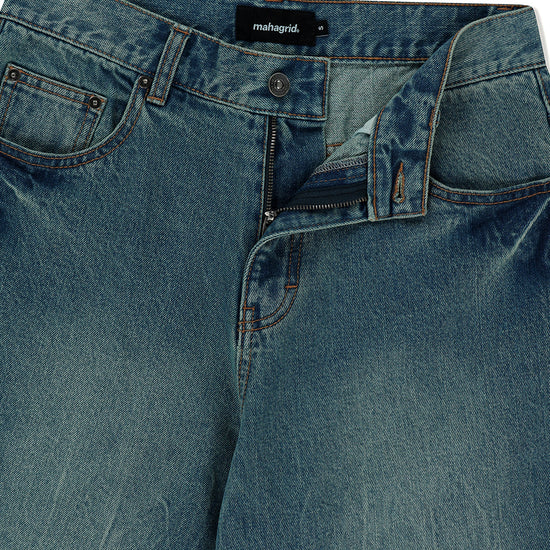 Mahagrid Mud Washing Denim Short