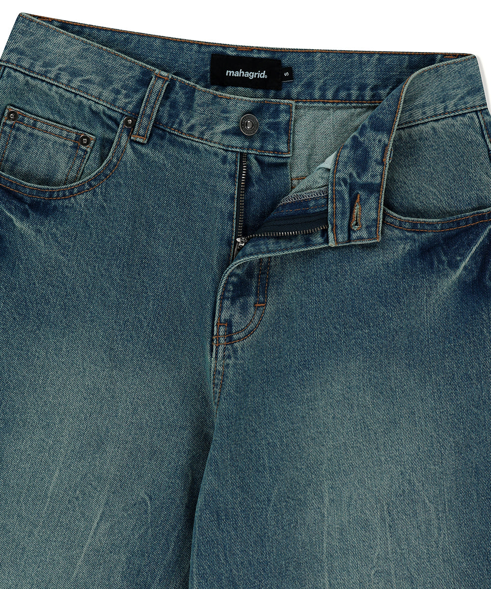 Mahagrid Mud Washing Denim Short