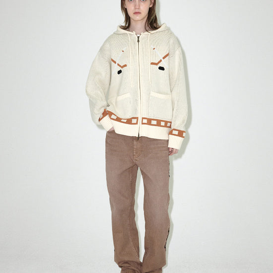 Mahagrid Hockey Knit Zip-Up Hoodie