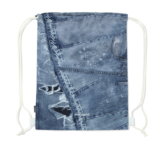 Mahagrid Denim Printed Gym Sack [Blue]