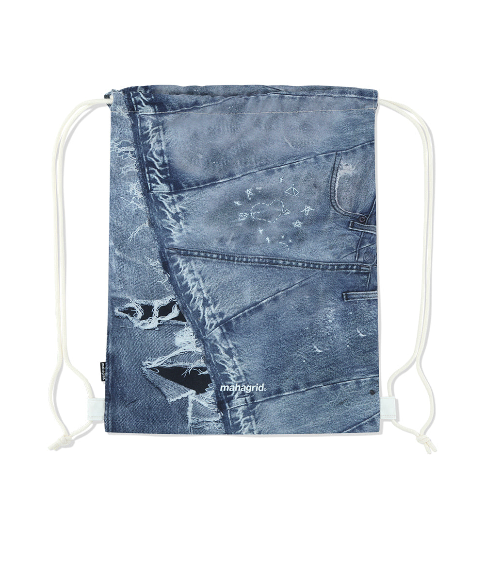 Mahagrid Denim Printed Gym Sack [Blue]