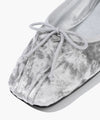 Marithé François Girbaud Women's Ballet Ribbon Velvet Flat Shoes Light Gray