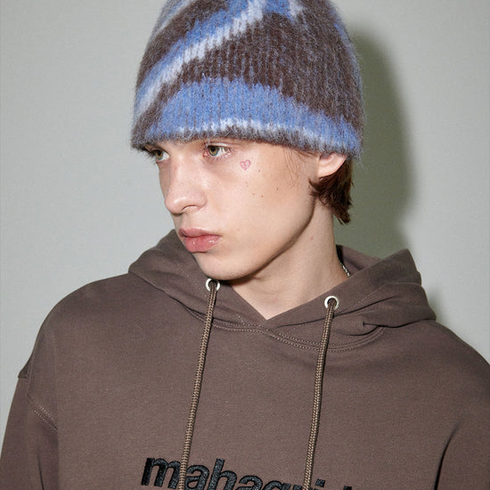 Mahagrid DESTROYED ECLIPSE HAIRY BEANIE [BROWN]