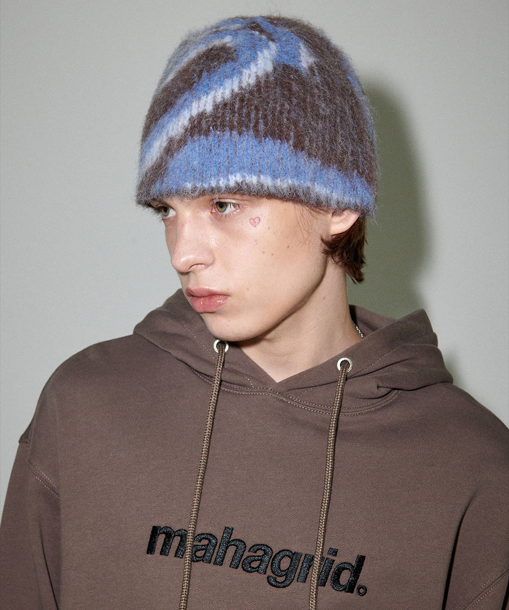 Mahagrid DESTROYED ECLIPSE HAIRY BEANIE [BROWN]