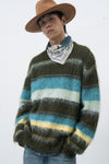 General Idea MAN Multi Stripe Hairy Pullover