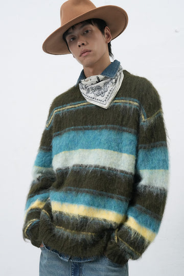 General Idea MAN Multi Stripe Hairy Pullover