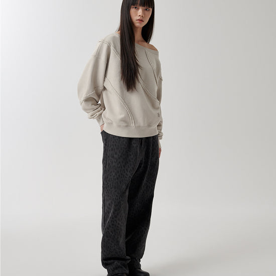 Mahagrid Cut Off One Shoulder Sweatshirt