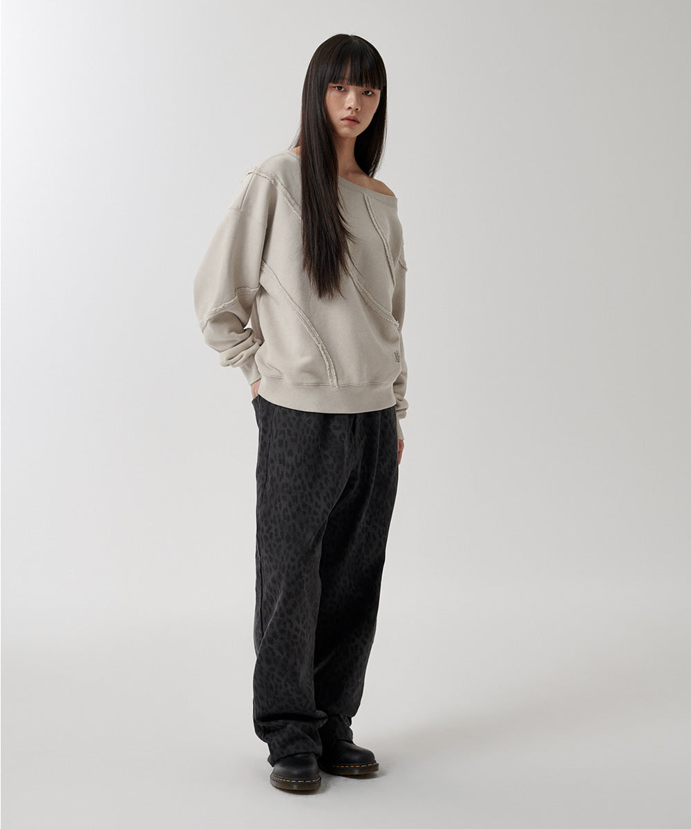 Mahagrid Cut Off One Shoulder Sweatshirt