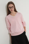 General Idea WOMAN Cotton Layered V-Neck Knit Pullover