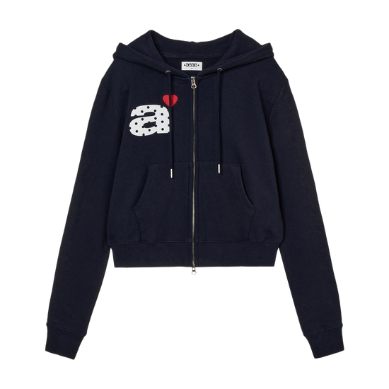 AEAE Dot Small Letter Crop Hood Zip Up