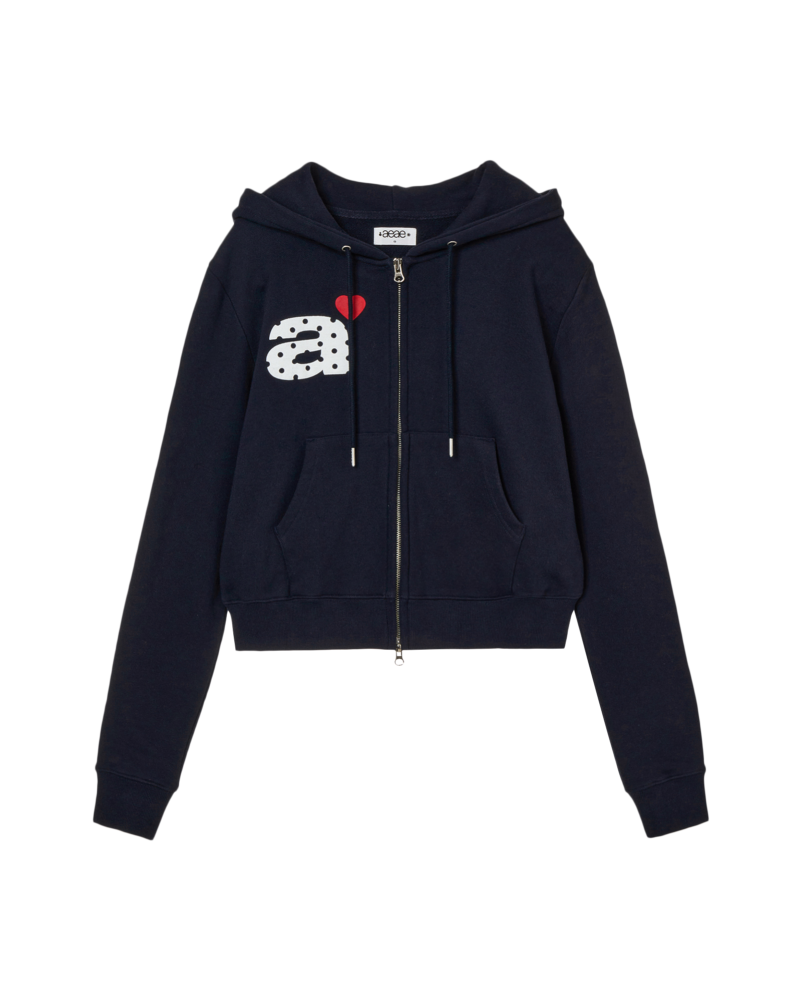 AEAE Dot Small Letter Crop Hood Zip Up