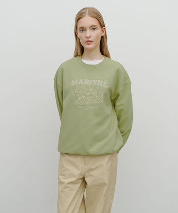 Marithé François Girbaud Winery Applique Logo Oversized Sweatshirt in Olive