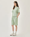 Marithé François Girbaud OUTLINE CLASSIC LOGO DYEING BERMUDA SWEAT SHORTS mint