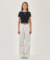 Marithé François Girbaud W AEROCOOL SMALL CLASSIC LOGO RINGER SLIM CROP TEE ivory