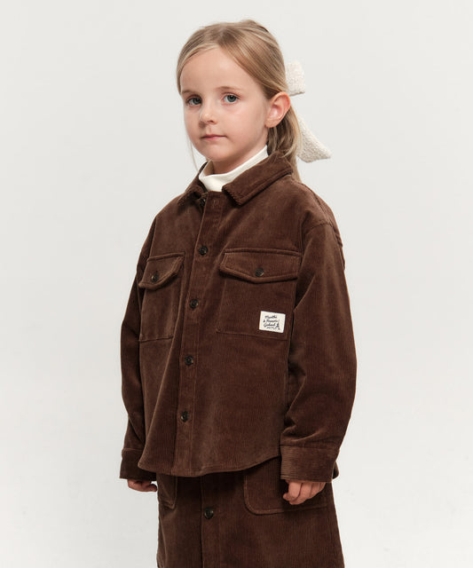 Marithé François Girbaud Kids Eiffel Label Corduroy Shirt Jacket Brown