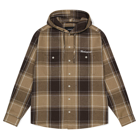 Mahagrid Hooded Ombre Check Shirt [Brown]