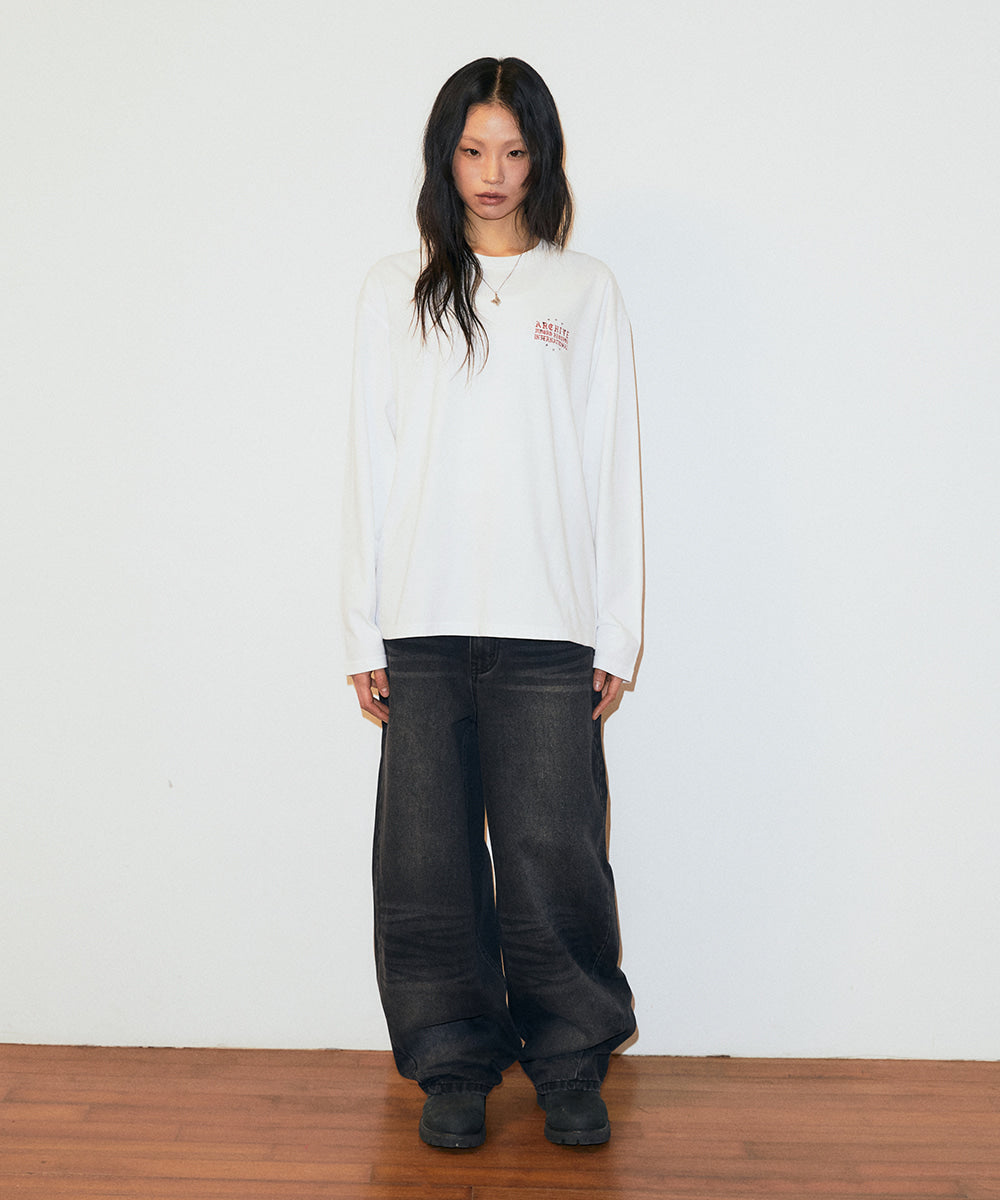 Mahagrid Solar Embroidered Denim Pant [Black]