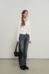 General Idea WOMAN GNRL Signature Superfine Wool Cable Cardigan [Light Grey]