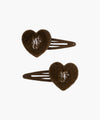 Marithé François Girbaud Kids W Fur Heart Hair Pin 2-Pack Brown