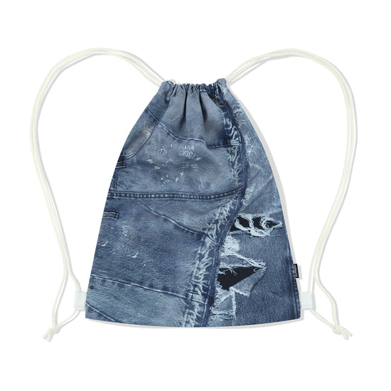 Mahagrid Denim Printed Gym Sack [Blue]